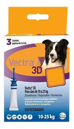 Pipeta antiparasitário para carrapato Ceva Vectra 3D para cão de 10kg a 25kg cor azul