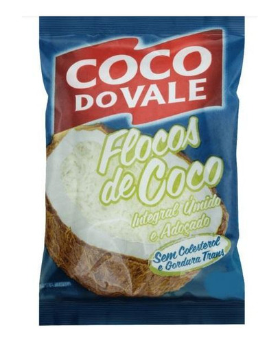 Coco Ralado Integral Úmido Adoçado Flocos Coco Do Vale- 3kl