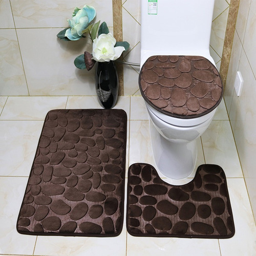 Juego Accesorios De Baño 3 Piezas Fundas Y Tapete