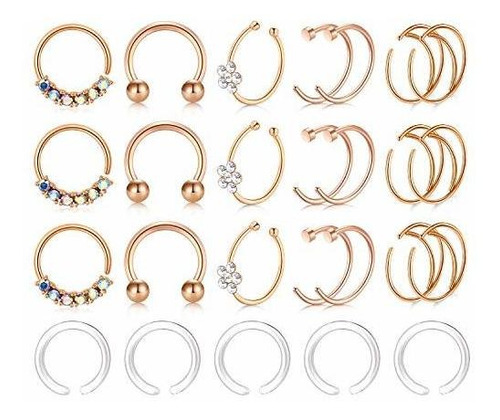 Aros - Avyring 20g Nose Rings Hoop Nose Rins Surgical Steel 