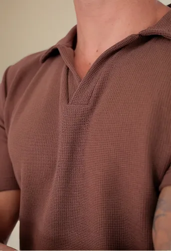 Polo Sem Botao Masculina Minimalista Com Tecido Texturizado