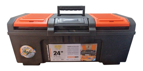 Imagen 1 de 1 de Caja de herramientas Silver Shadow 24" de plástico 60cm negra y naranja