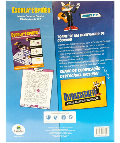 Escola De Espiões - Livro De Atividades: Missão Agente K-9: Envie Mensagens Secretas Para Os Seus Amigos!, De Papp International. Editorial Brasileitura, Capa Mole, Edição 1 Em Português, 2024