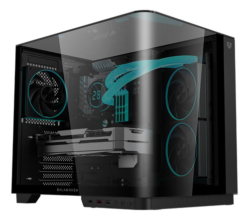 Gabinete Gamer Balam Rush Tank Expert Curve 6800 Atx Media Torre 3 Fan Panel Curvo Cristal Templado Usb-c Argb Negro Br-941570