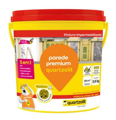 Impermeabilizante Parede Premium 3,6kg Branco Quartzolit