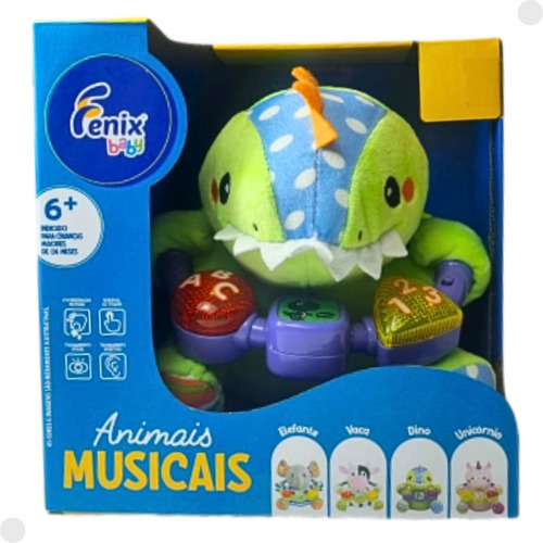 Pelúcia Dino Musical Interativo 15 Cm 752dn - Fenix Baby