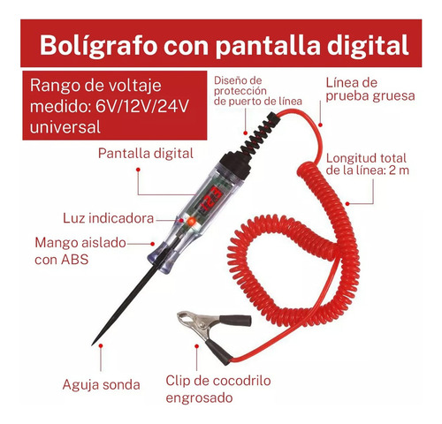 Probador De Corriente Automotriz Bolígrafo 6v-12v-24v-48v