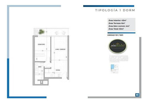 Imagen 4 de 11 de Urban Punta Carretas Ii (101) - Venta Apartamento 1 Dormitorio En Punta Carretas - Terraza - En Obra Estrena 2023!