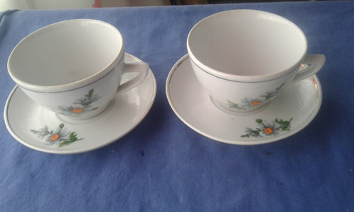 2 Tazas Y 2 Platillos Para Tee O Cafe Porcelana Pozzani