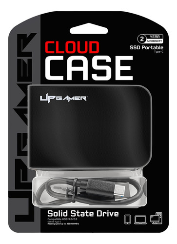 Hd Ssd Externo 256gb Up Gamer Cloud Case Usb 3.0 Cor Preto
