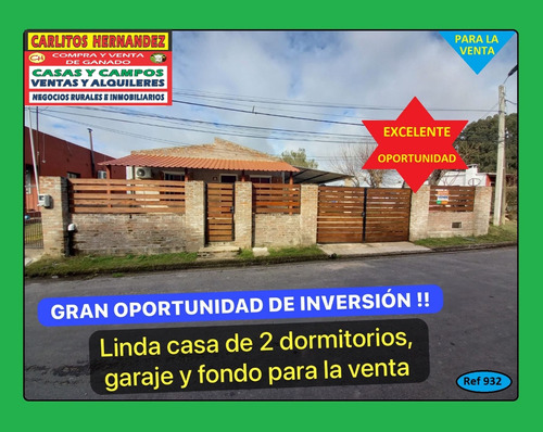 Ref 932) ** V - Gran Oportunidad Linda Casa De 2 Dormitorios, Garaje Y Fondo Para La Venta En San José