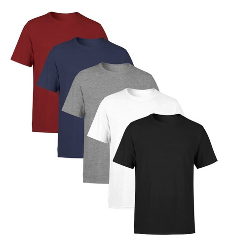 Pack X5 Remeras Basicas Liasas Hombre 100% Algodon