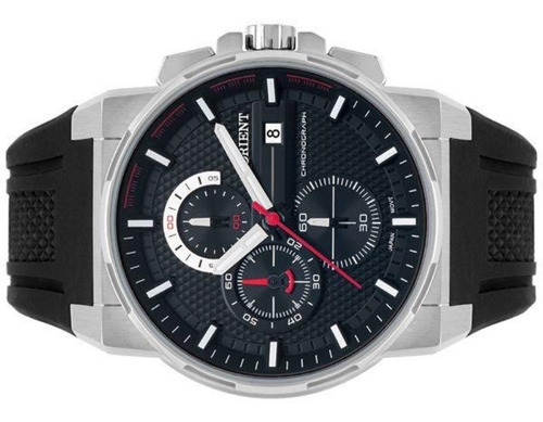 Relógio Masculino Prata Orient Cronógrafo Com Data Silicone