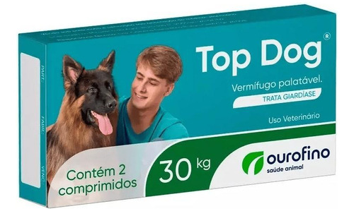 Vermífugo Top Dog Ourofino Para Cães Até 30 Kg C/ 2 Comp