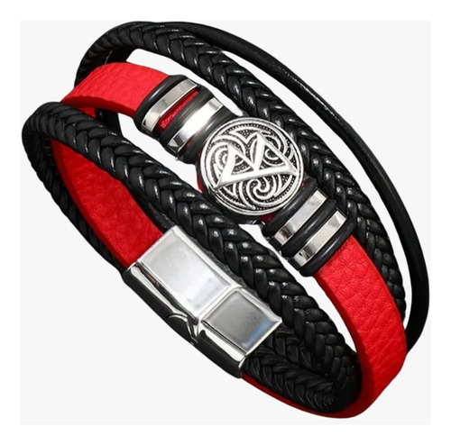 Pulsera Brazalete Unisex Cuero Trenzado Broche Magnetico