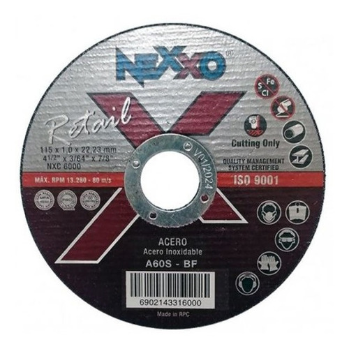 Pack 10. Disco De Corte Metal Nexxo Retail 4- 1/2 