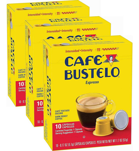 Nespresso Cafe Bustelo Coffee Cápsulas De Espresso, 30 Unida