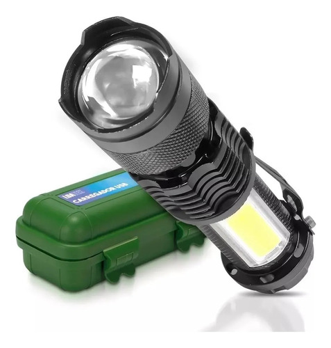 Kit Com 5 Mini Lanternas Led Tática Recarregável Usb C/ Case