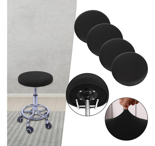 Taburete Elástico Fundas Para Taburetes Circulares Negro