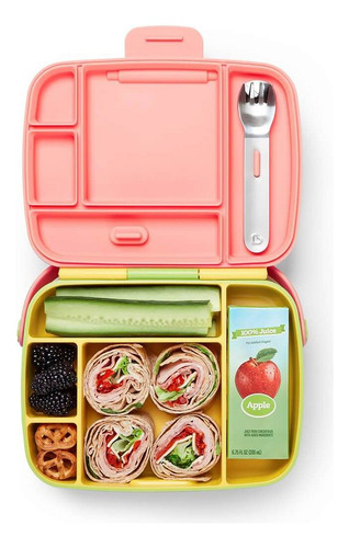Lancheira Bento Box Munchkin Com Talheres Amarelo/azul