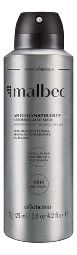 Malbec Magnetic Desodorante Antitranspirante Aerosol, 75g/12 Fragrância Amadeirado