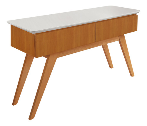 Mesa Amsterdã Com Quatro Cadeiras Jade + Aparador Moscou Off White Castanho