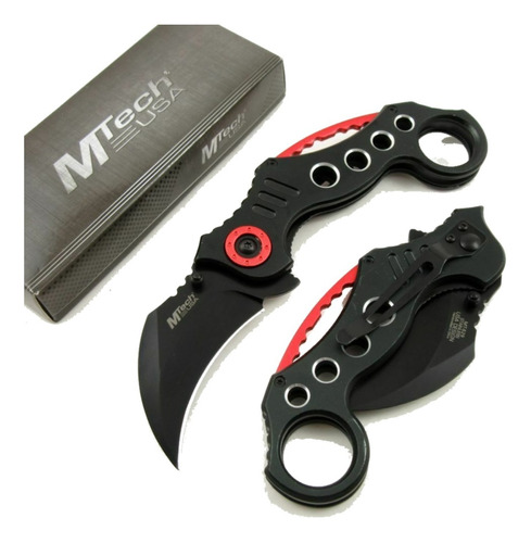 Karambit Claw Navaja Táctica M-tech Black And Red - Única