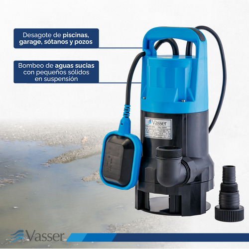Bomba Desagote Achique Vasser Motorarg Agua Sucia 1 Hp 10m Cable