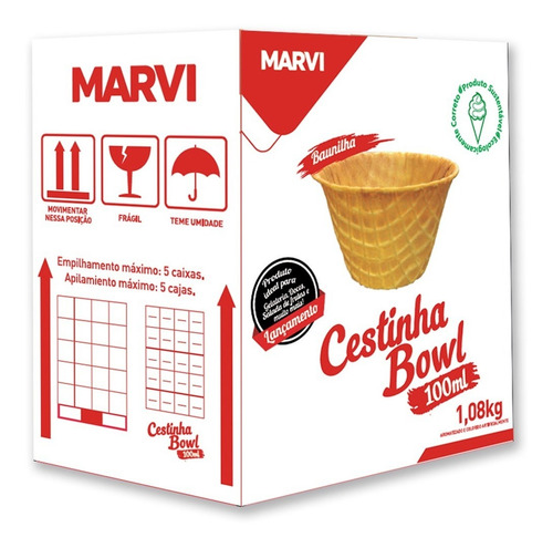 Mini Cestinha Bowl 100ml Marvi C/120 Baunilha