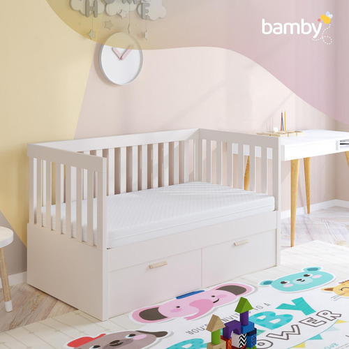 Colchón Cuna Bebe Impermeable Memory 100x70x7 Hipoalergénico Antiácaros Antibacterial Funda Desmontable Lavable Firmeza Media Peso Máx 30 Kg Espuma De Poliuretano