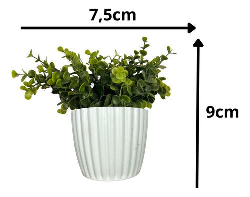 Kit 4 Mini Vasinhos Branco Decorativos Com Plantinhas Eucalipto Artificial