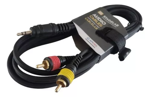 Cable Audio Plug 3.5 a 2 RCA Conector Dorado 1,8 Ulink