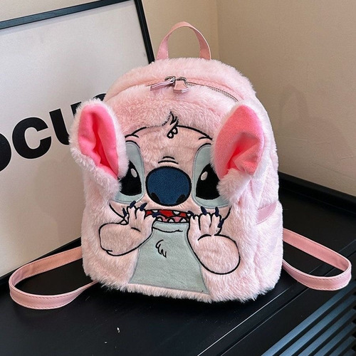Pink Stitch Design New Ins, versátil y bonita mochila de felpa rosa, diseño de tela lisa