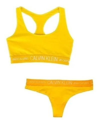 Imagem 1 de 7 de Conjunto Calcinha Fio Dental E Top Calvin Klein Original