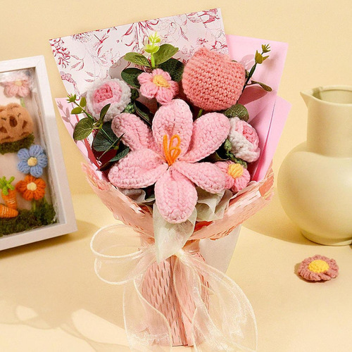 Ramo De Flores De Crochet, Ramo De Tejido A Mano, Flores