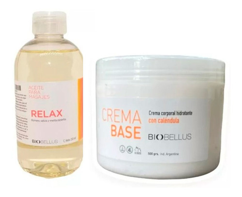Crema Base 500g + Aceite Relax 250ml Biobellus
