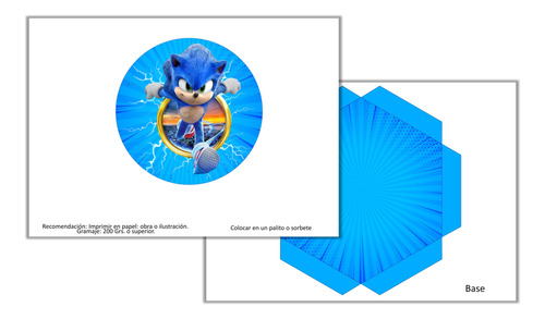 Kit Imprimible Centro De Mesa Hexagonal Sonic Editable