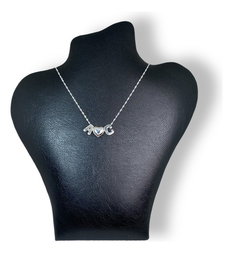 Cadena Con 2 Dijes De Letra Y 1 Corazón Plata 925 (zd001)