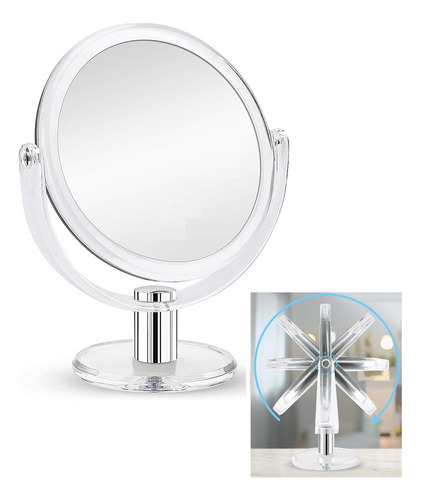 Espejo Vidrio Doble Aumento X3 23cm Alt X 17cm Acrílico 360