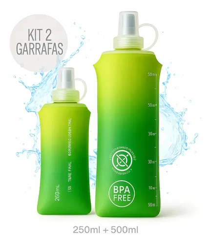 Garrafa De Água Corrida Squeeze Soft Flask Kit C/2 250+500ml