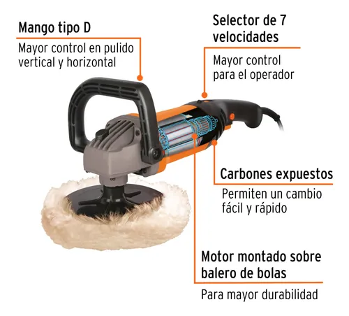 Polichadora Industrial 7 Pulgadas + Accesorios Vii Truper