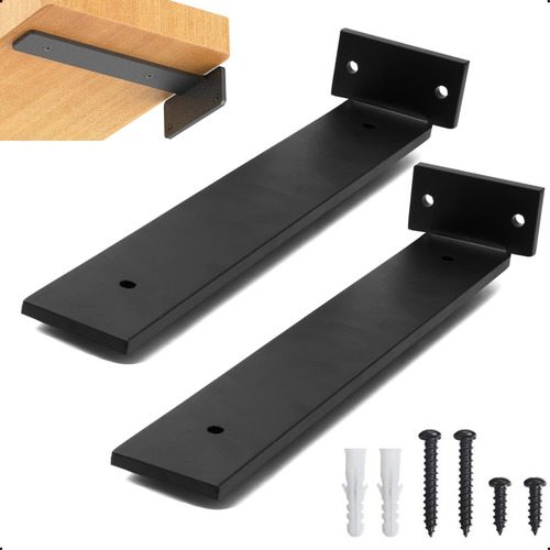 15cm - Mão Francesa Cantoneira Preta Invisível - rio design99 - Ferro Aço Suporte Para Prateleira Reforçada Resistente Industrial Madeira Bancada Estante s51