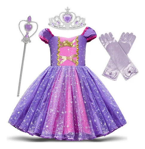 Disfraz Vestido De La Princesa Rapunzel Para Niña Fiesta