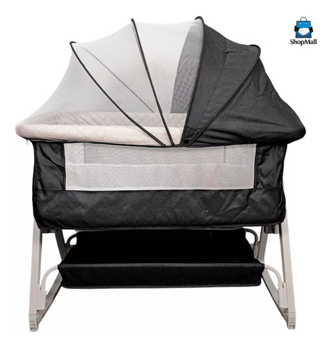 Cuna corral colecho para bebés antirreflujo mecedora shopmall 02 color negro liso