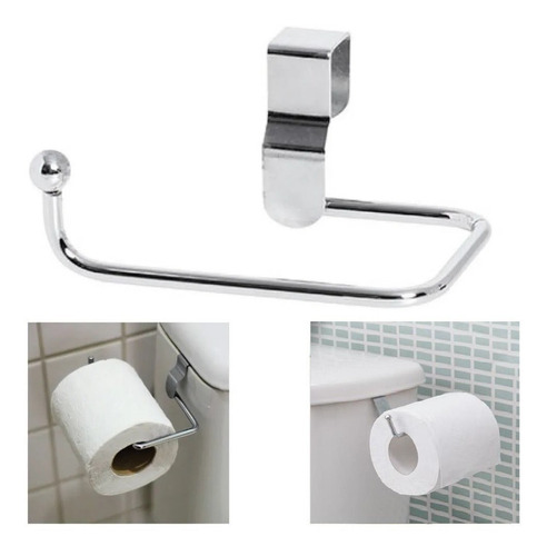 Imagem 1 de 7 de Porta Papel Higienico Aço Cromado P/ Caixa Acoplada Descarga