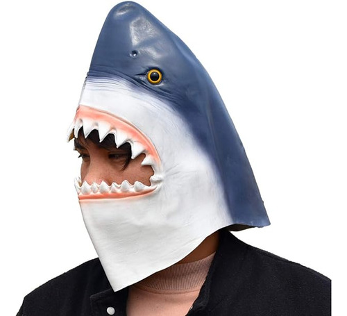 Tiburon Latex Para Halloween Novedosa Goma Cabeza Completa A