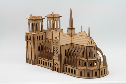 Imagen 6 de 7 de Rompecabezas 3d Catedral Notre Dame Fibrofacil Mdf Maqueta