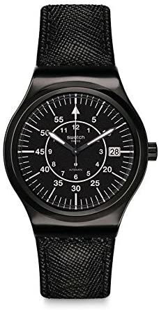 Reloj Swatch Sistem Slate Yib400 De Cuero Negro Para Hombre,