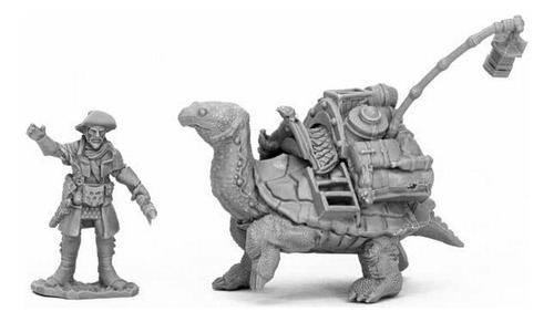Reaper Miniatures Dreadmere Tortoise & Drayman #44053 - Figura De Plástico Negro Bones Blac