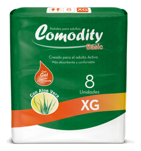 Pañal Adulto Comodity Basic  Talla Xg  8 Unidades